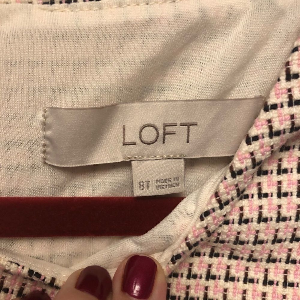 LOFT Geometric Pattern Tweed Dress Size 8T - Picture 6 of 6
